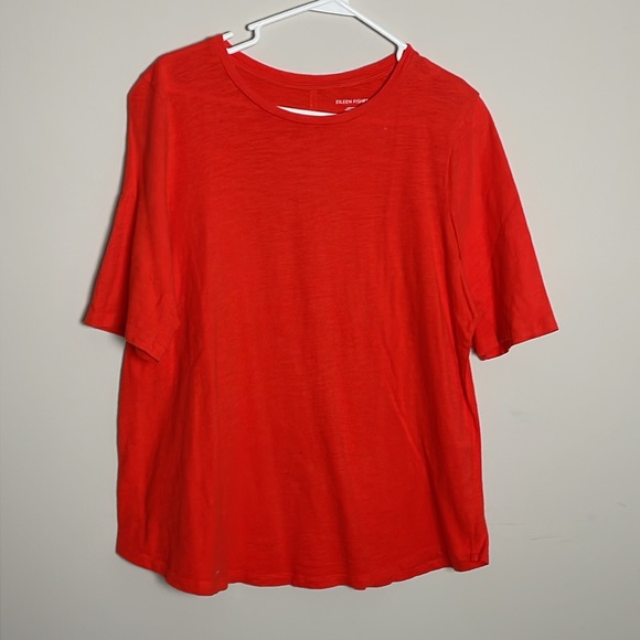 Eileen Fisher Dark Orange Half Sleeves top with flattering seam in back- Large - Picture 1 of 10